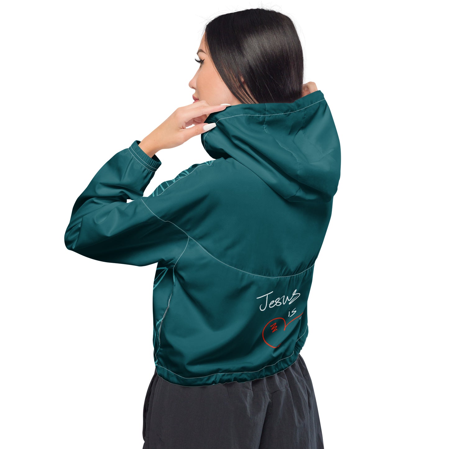 Jesus Is love Women's Crop Top  Windbreaker Hoodie