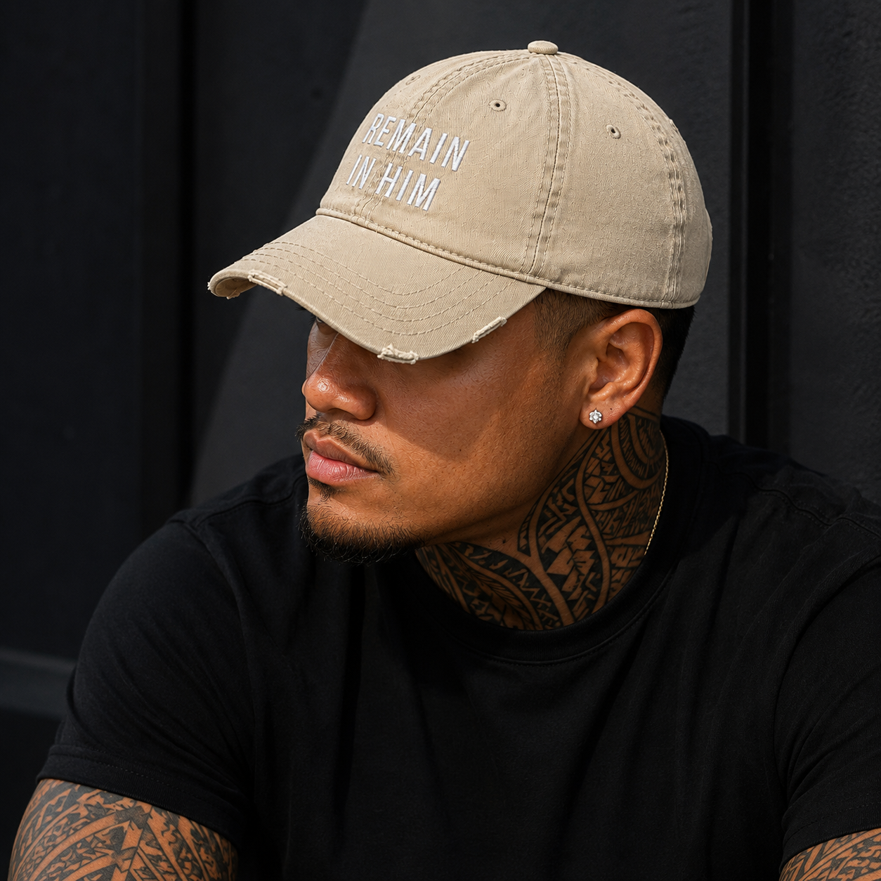 REMAIN IN HIM™ Christian Distressed Dad Hat