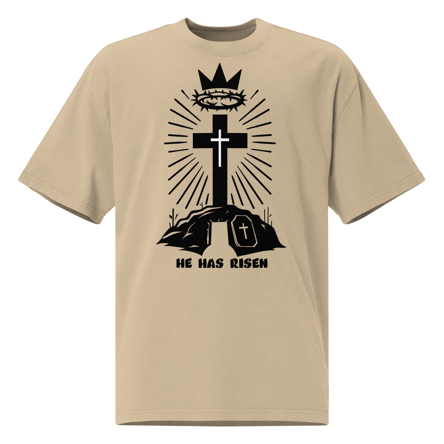 HE HAS RISEN Oversized faded t-shirt